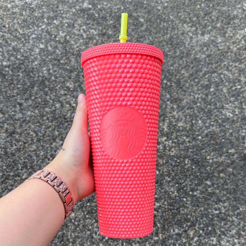 Starbucks Coral Textured Tumbler with Lime Straw (3 for $45)